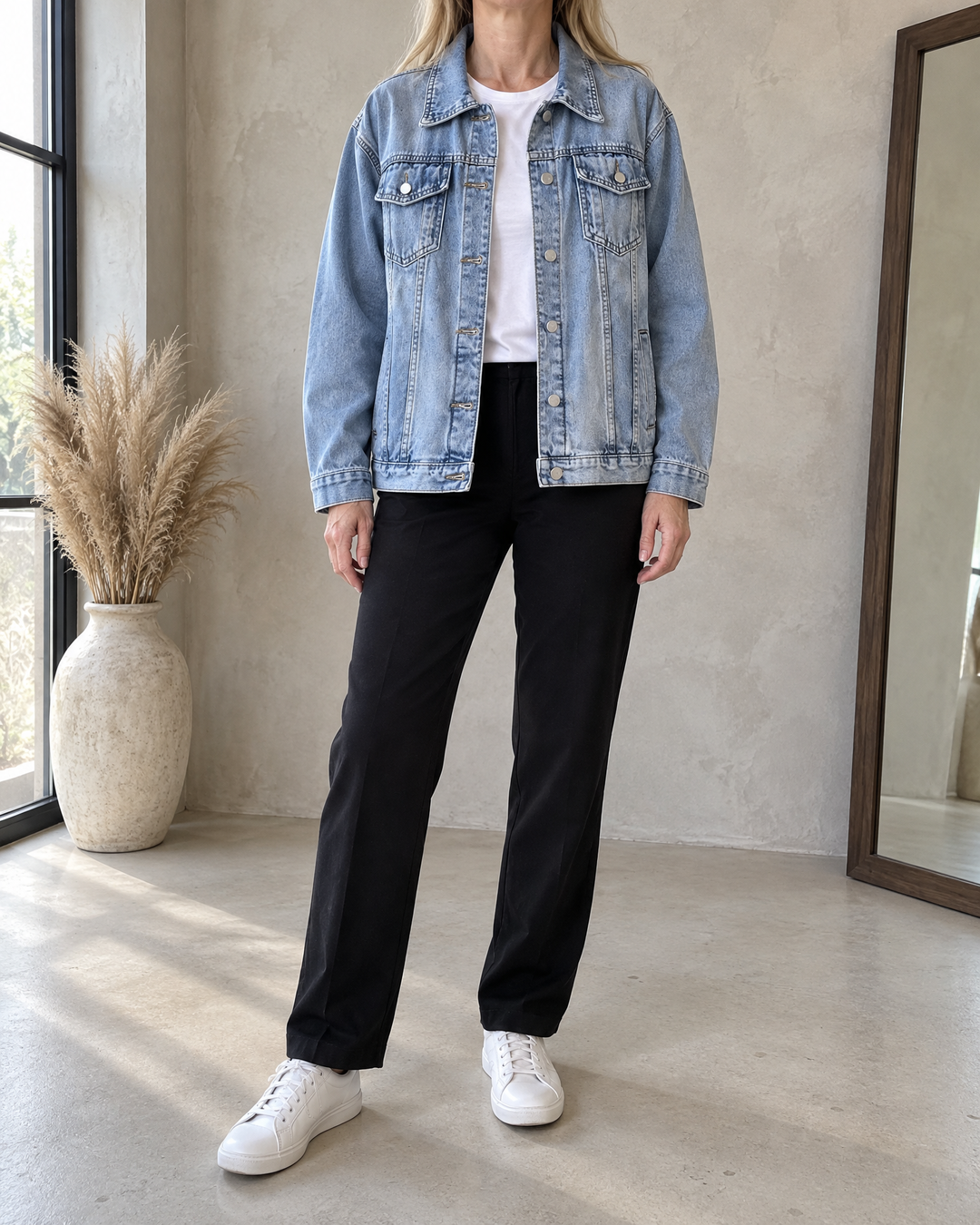 Sylviane - Oversized Denim Jacket in light blue, front view