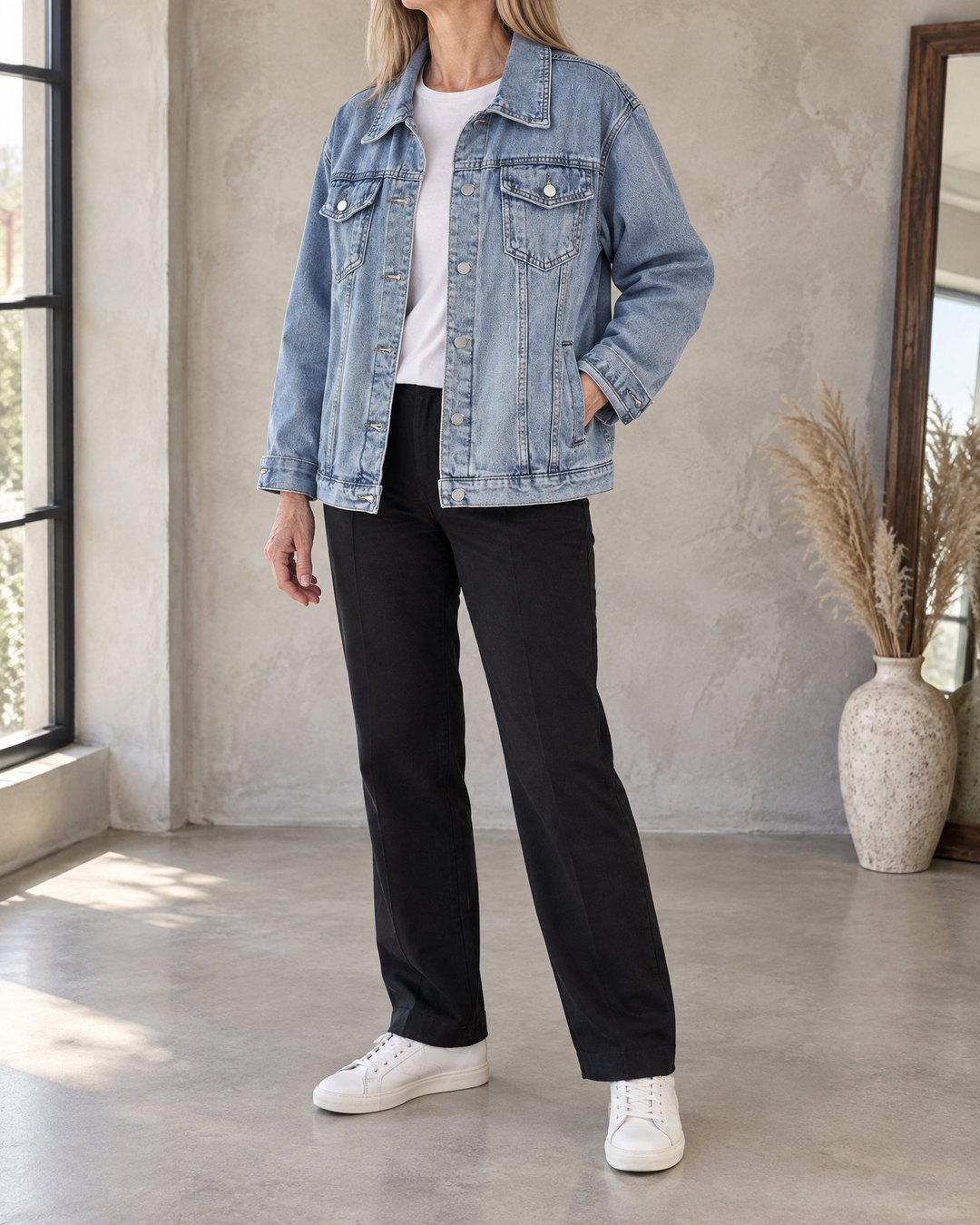 Sylviane - Oversized Denim Jacket in light blue, side view