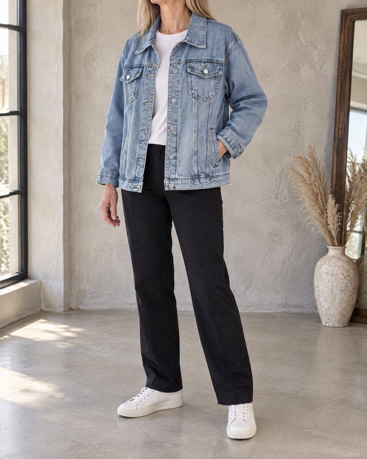 Sylviane - Oversized Denim Jacket in light blue, side view