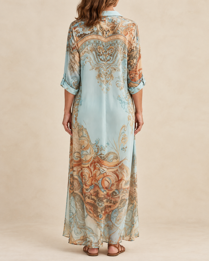 Aurelie - Paisley Maxi Shirt Dress, back view