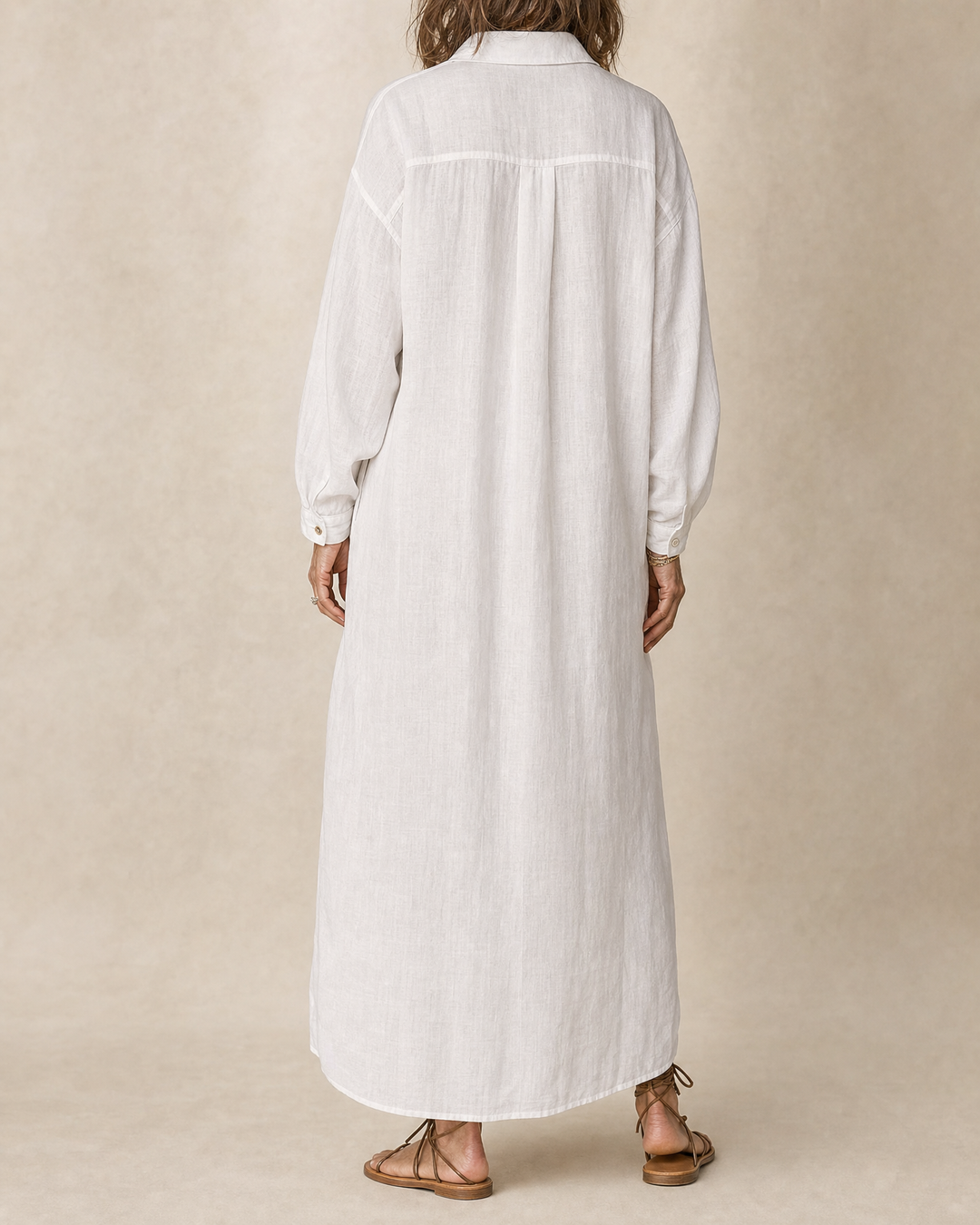 Solene - Knot Maxi Dress in white, back view