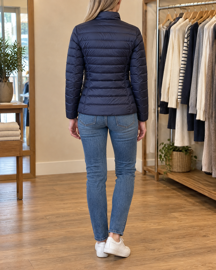 Eveline - Lightweight Puffer Jacket in navy, back view