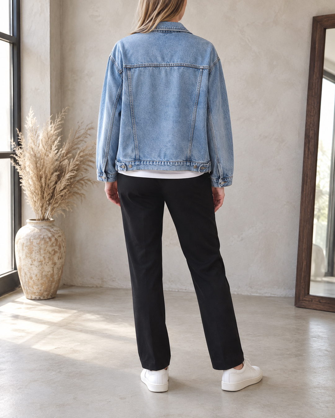 Sylviane - Oversized Denim Jacket in light blue, back view