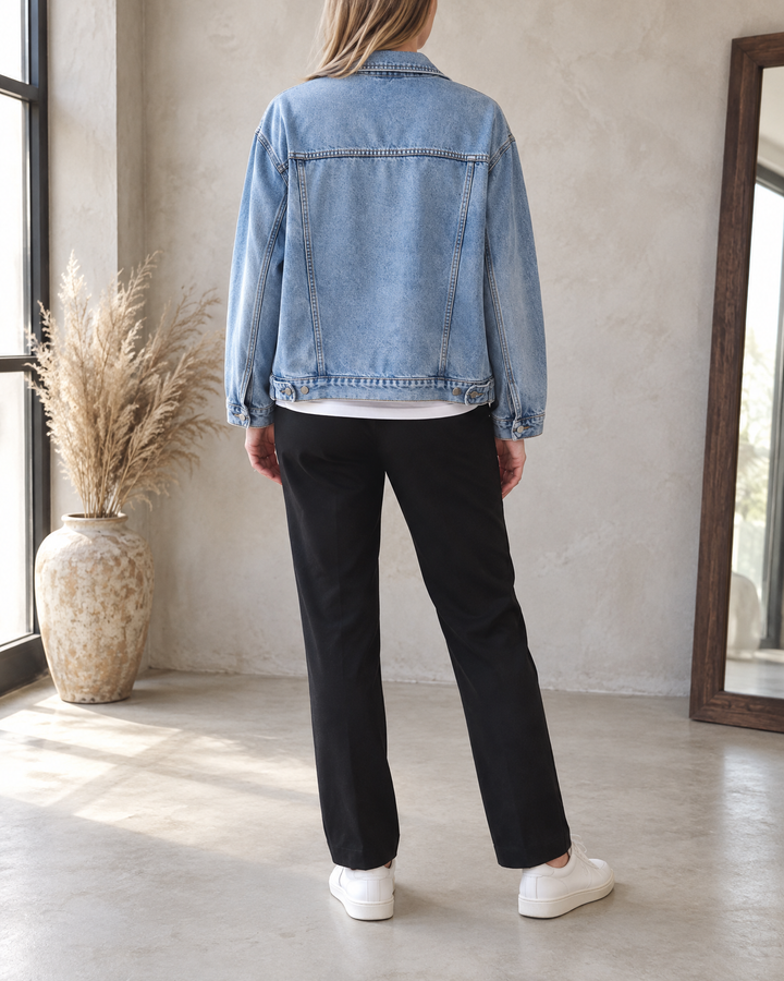 Sylviane - Oversized Denim Jacket in light blue, back view