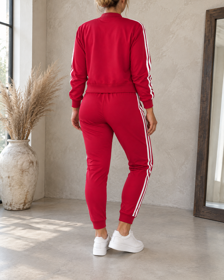 Sandrine - Striped Three-Piece Set in red, back view