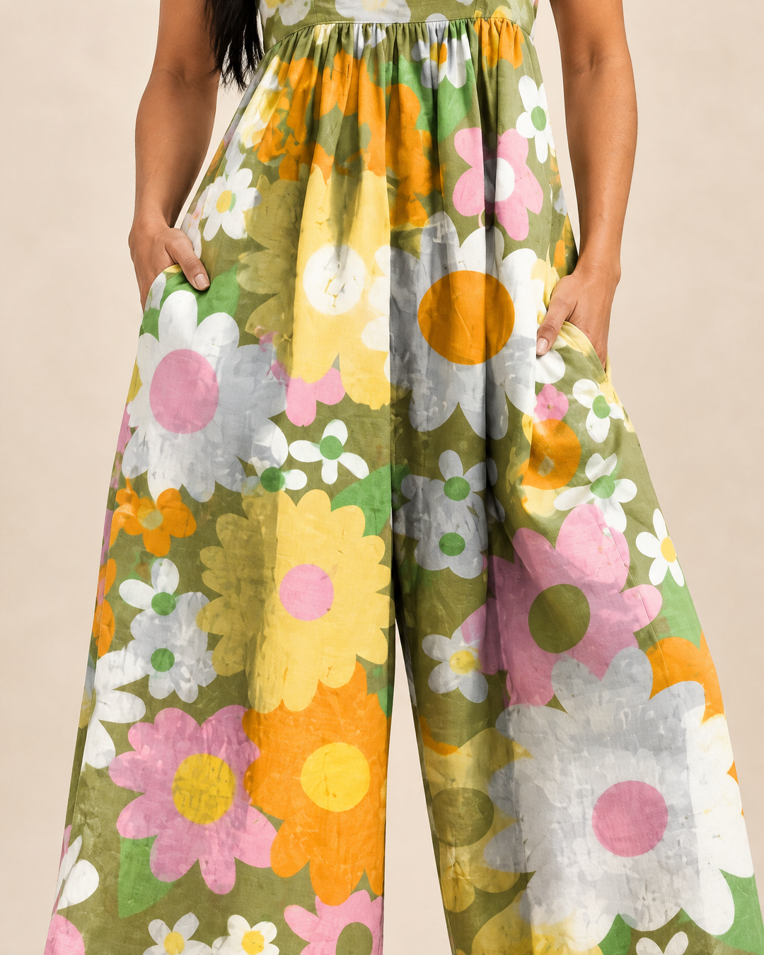 Clemence - Floral Wide Leg Jumpsuit, print and pocket detail
