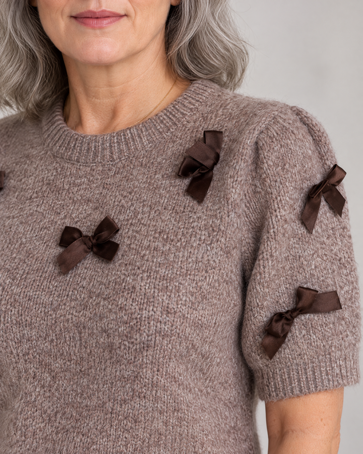 Juliette - Bow Sweater Top, bow and sleeve detail