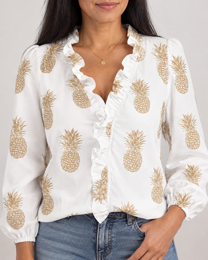 Celine - Ruffle Front Shirt, ruffle placket detail