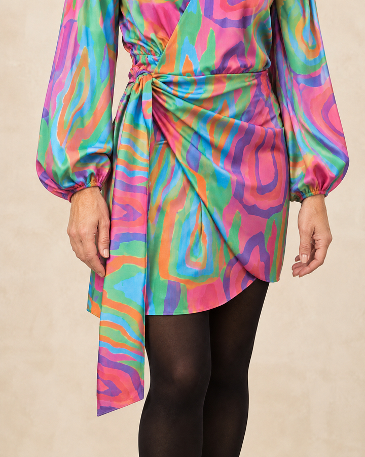 Colombe - Printed Wrap Dress, wrap detail