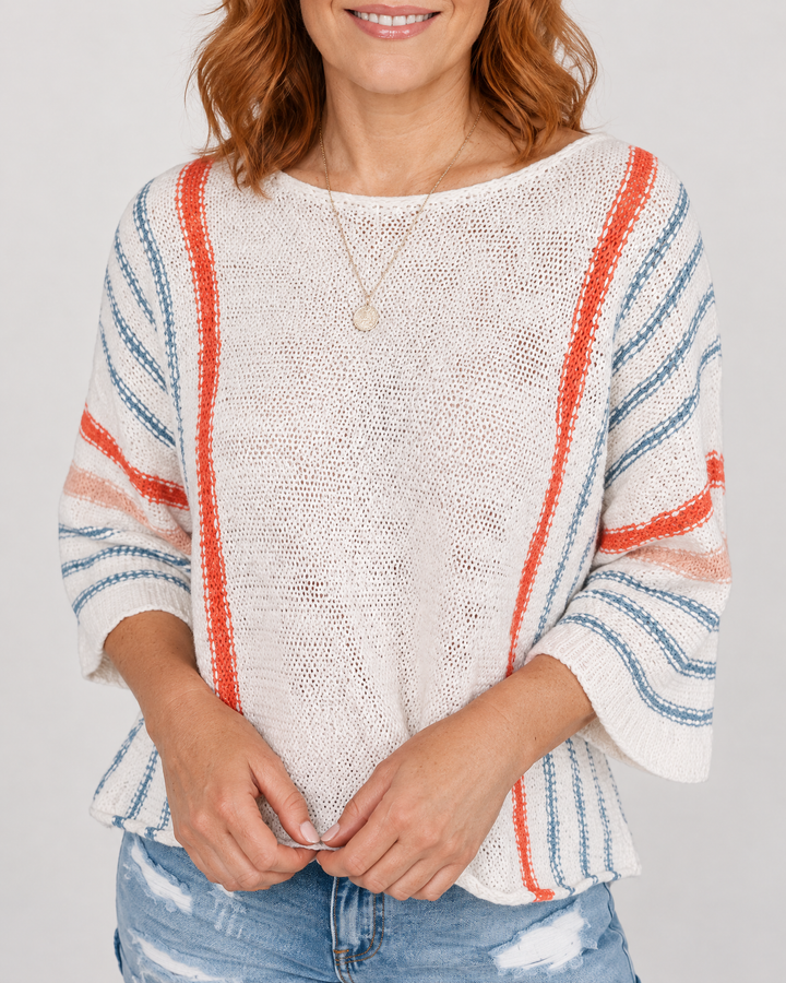 Emmeline - Striped Knit Pullover, stripe and knit detail
