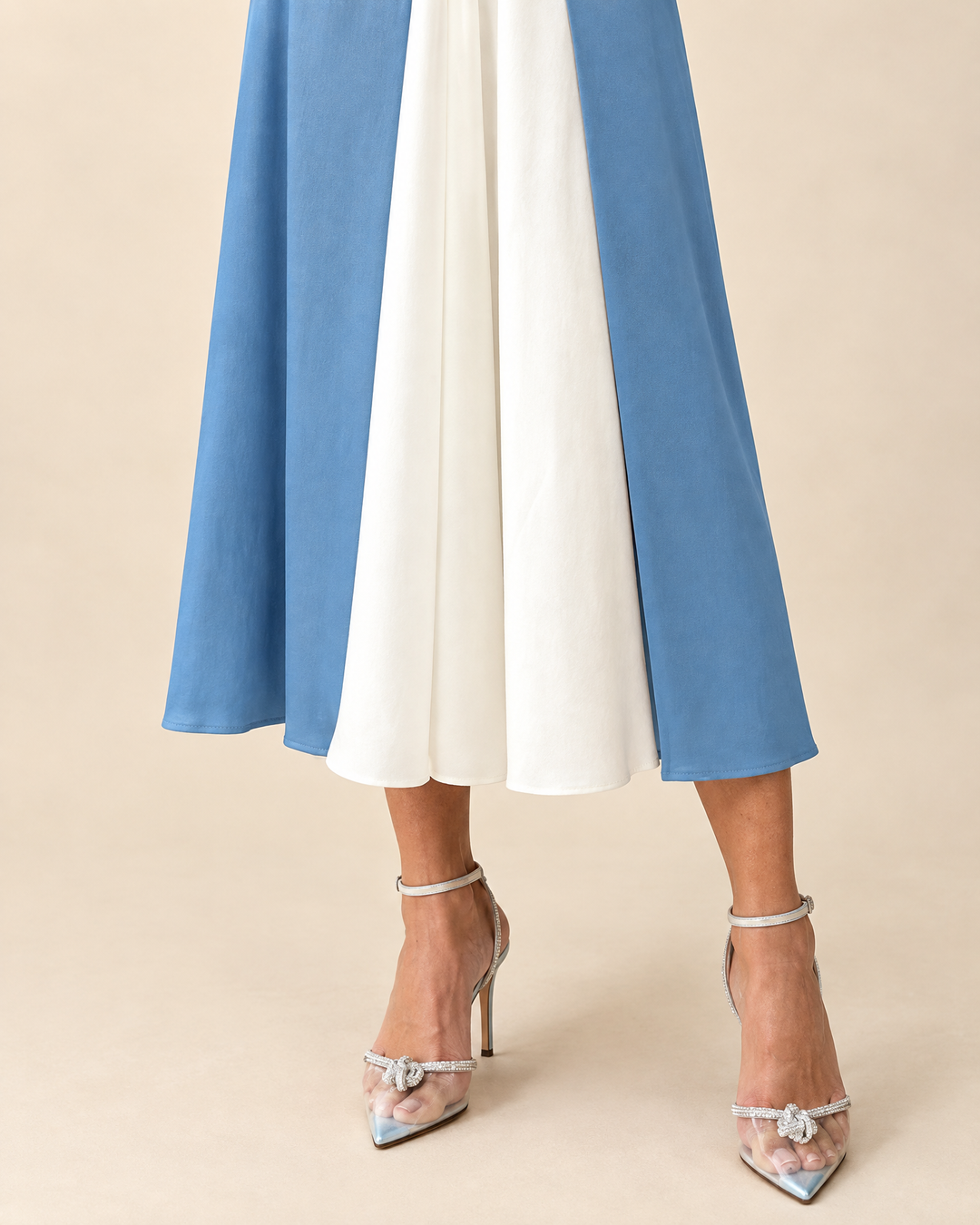 Valentine - Tie Shoulder Colour Block Midi Dress, tie shoulder detail