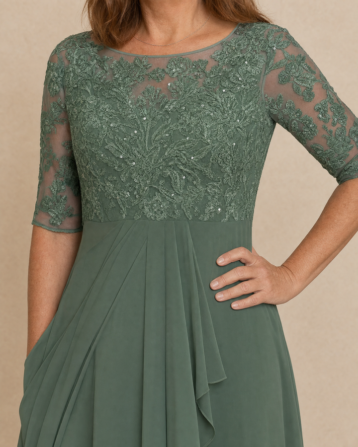 Odette - Elegant Dress, lace bodice detail
