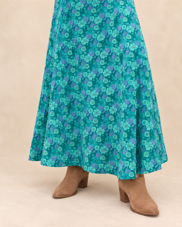 Romane - Floral Print Maxi Dress, hem detail