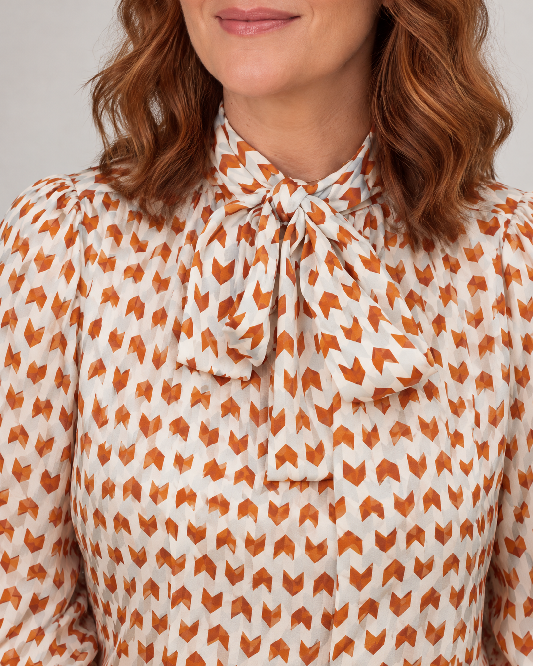 Capucine - Bow Neck Printed Blouse, bow neck detail