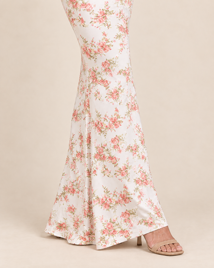 Adele - Floral Cami Fishtail Maxi Dress, hem detail