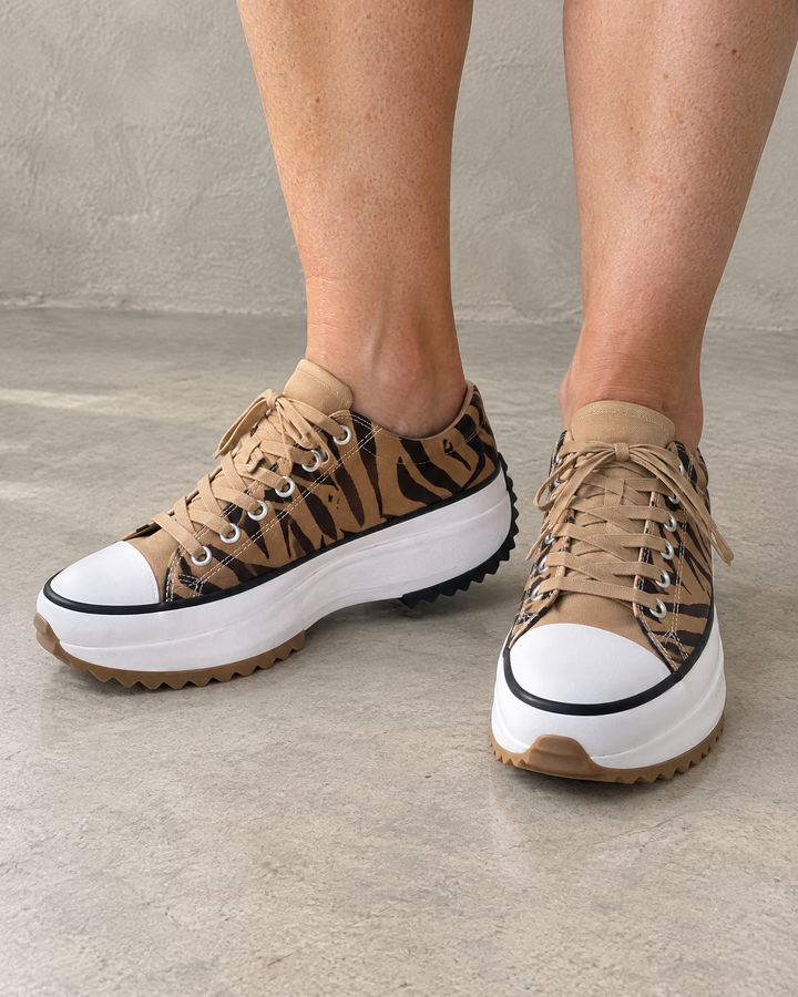 Fanny - Platform Canvas Sneakers in tiger print, front view