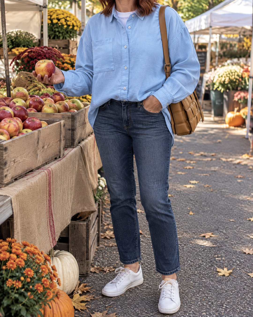 Justine - Cotton Slub Shirt in sky blue, at the farmers&