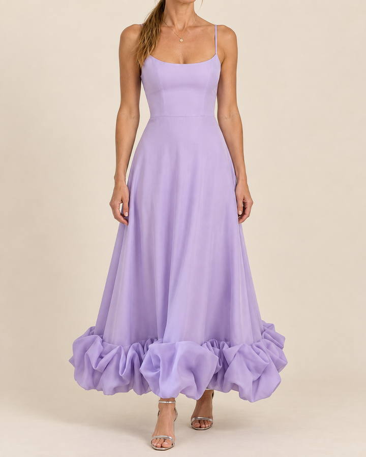 Rosine - Ruffle Hem Cami Maxi Dress in lilac, front view